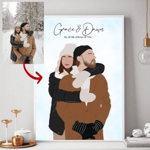 Custom Couple Potrait : First Year Anniversary Gifts