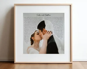 First Year Anniversary Gifts : Framed Wedding Vows or Song Lyrics
